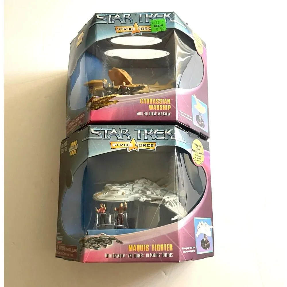Star Trek Strike Force Lot Of 2 Boxed Ships Playmates Vintage Display Cardassian